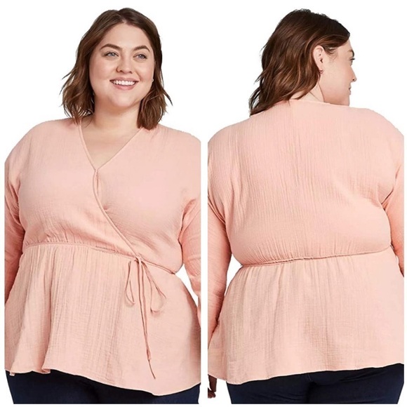 NEW Ava & Viv plus size long sleeve gauze top - Picture 1 of 4